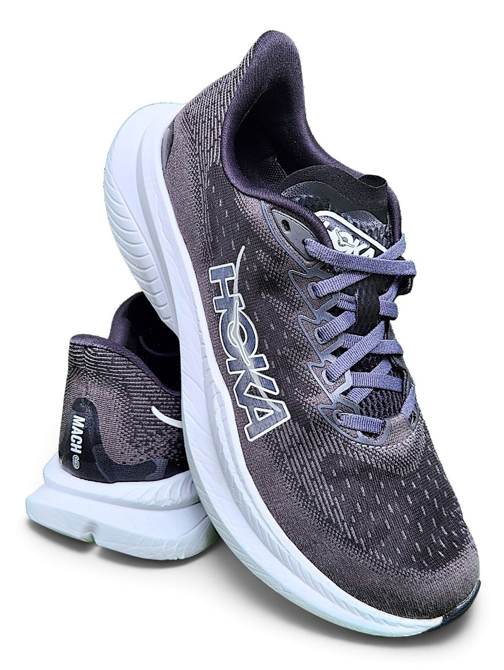 Hoka Mach 6 Black/White Athletic Running Cushioned Unisex Sneakers Women 8.5